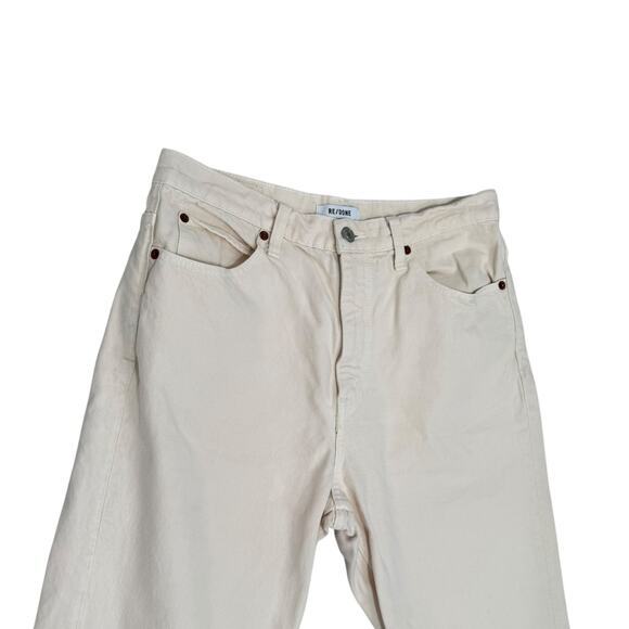 Redone Jeans 70s Crop Boot Size 30 Cream Denim High Rise - Picture 2 of 9